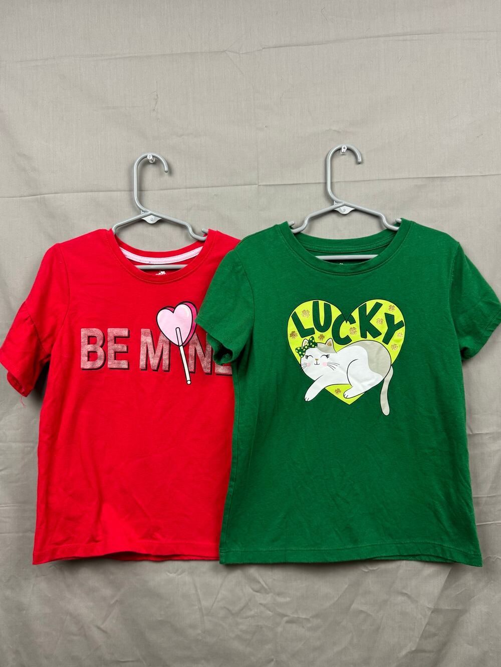 Girls Valentine and St. Patrick 2 Shirt Bundle, Size 7-8 (M)